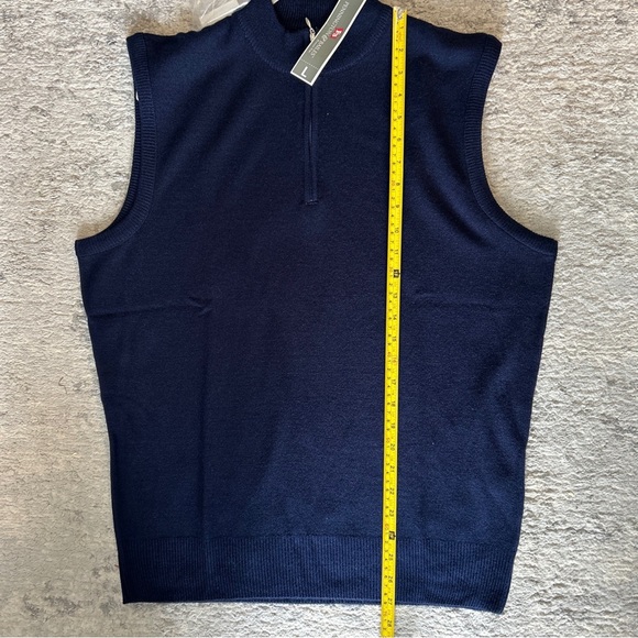 NWT Pennington & Bailes Mock Neck Quarter Zip Sweater Vest - Navy Blue - Large - Picture 3 of 7
